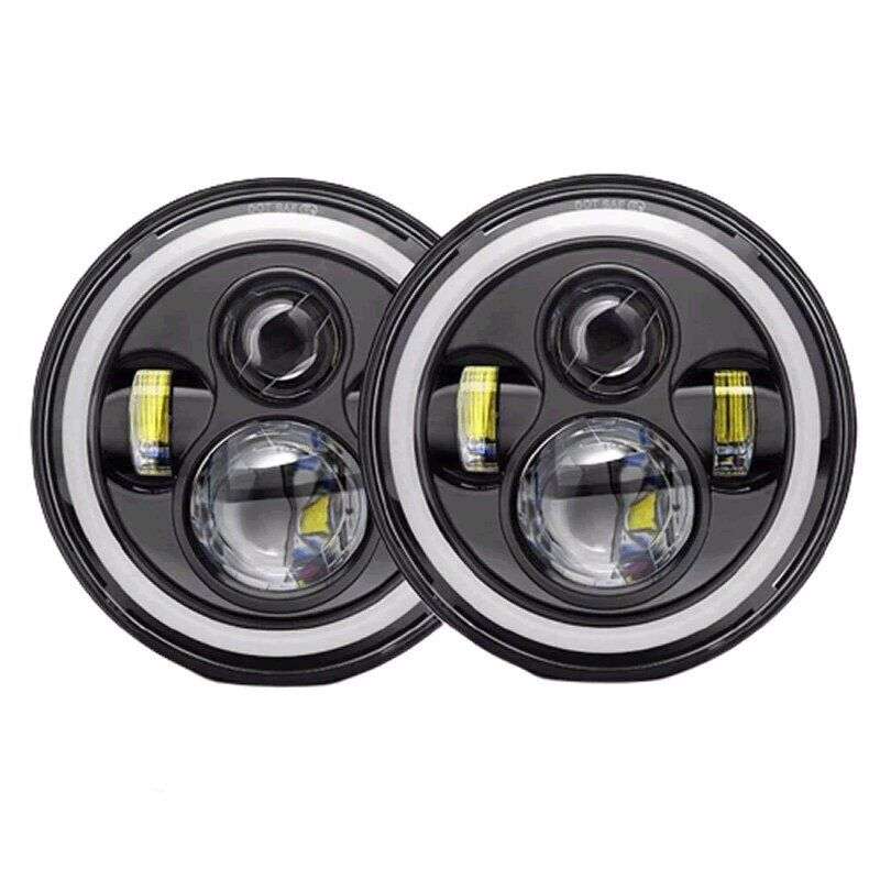 2 Pieces 7 Inch LED JEEP Headlights (1x indicator Lamp Plug Damaged)