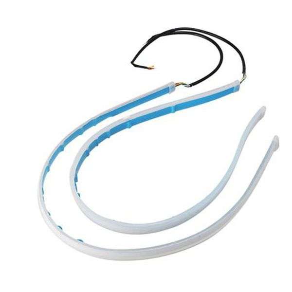 2PC 60CM Vehicle Sequential DRL LED Strip Light Flexible White & Amber