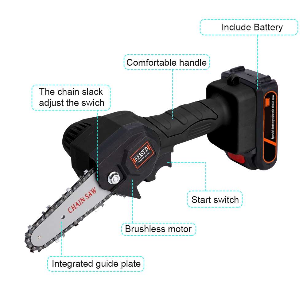 6" Rechargeable  Lithium Battery Electric Chain Saw