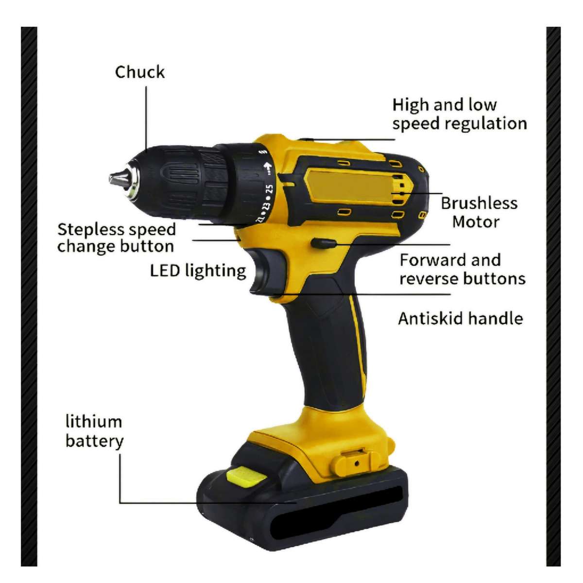 31 Piece 3-In-1 Cordless Drill With Gloves, Carry Case & 2 Batteries