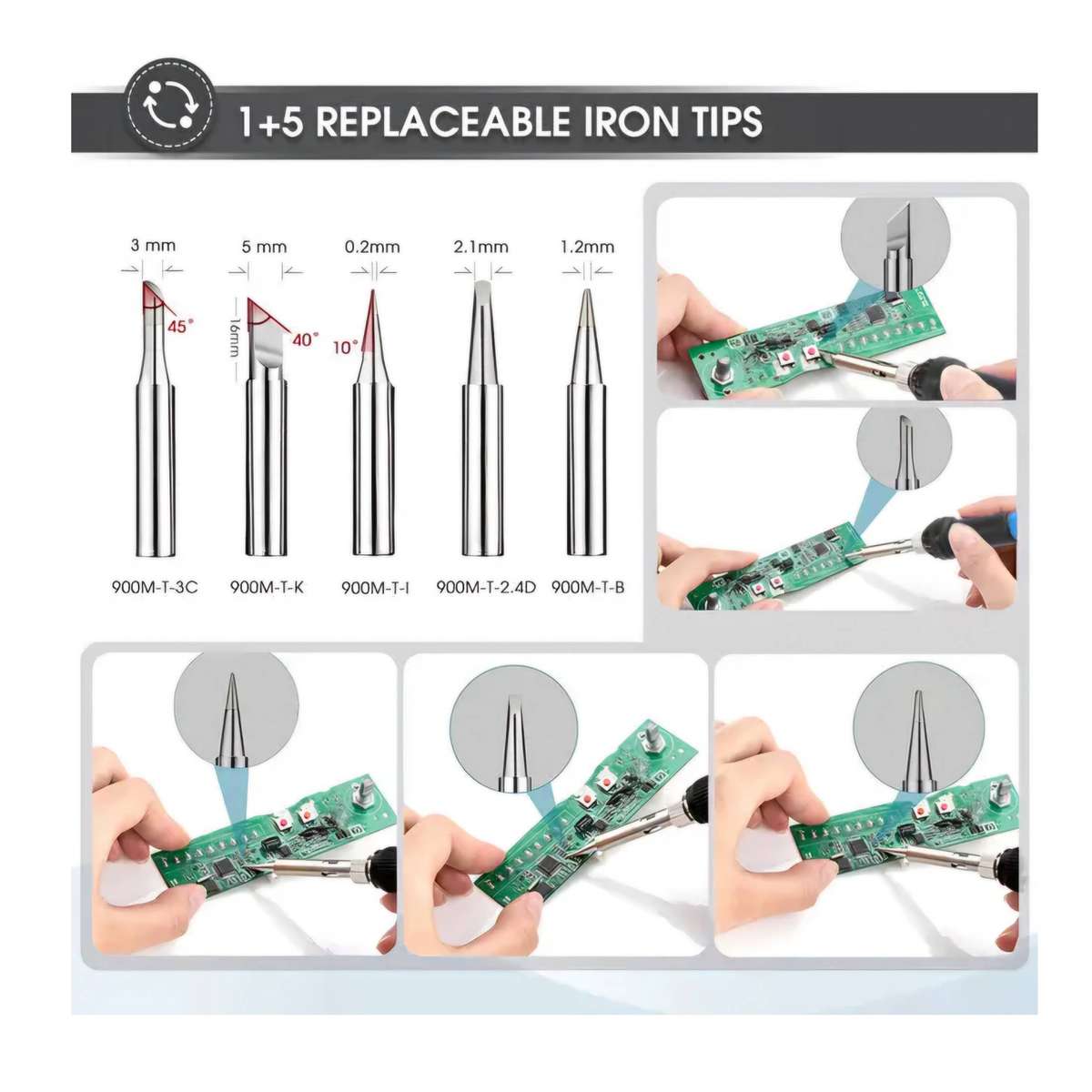 60w Adjustable Temperature Electric Soldering Iron Kit Repair Tool & Gloves Included