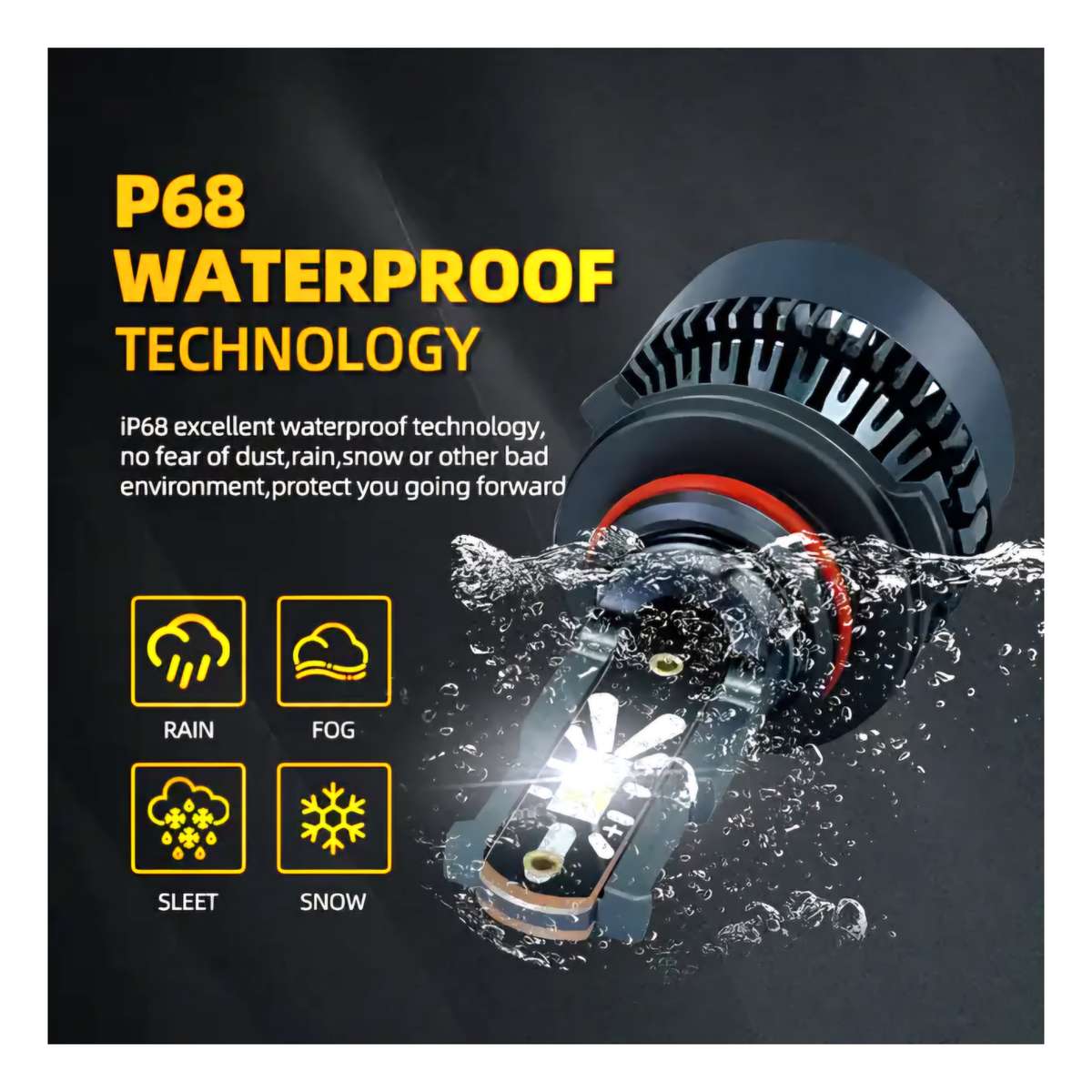 K1-9005 Car Headlight Bulbs - 75W, 7600LM, High Brightness Ice White