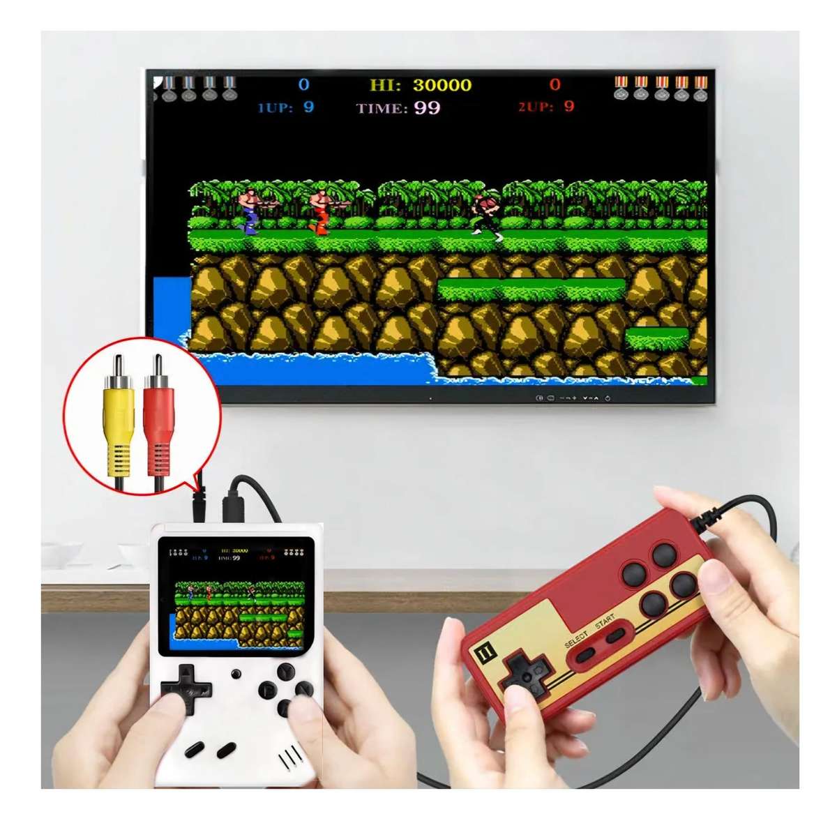 Retro 400-In-1 Game Console With Charger, Battery & Controller For 2 Player - White