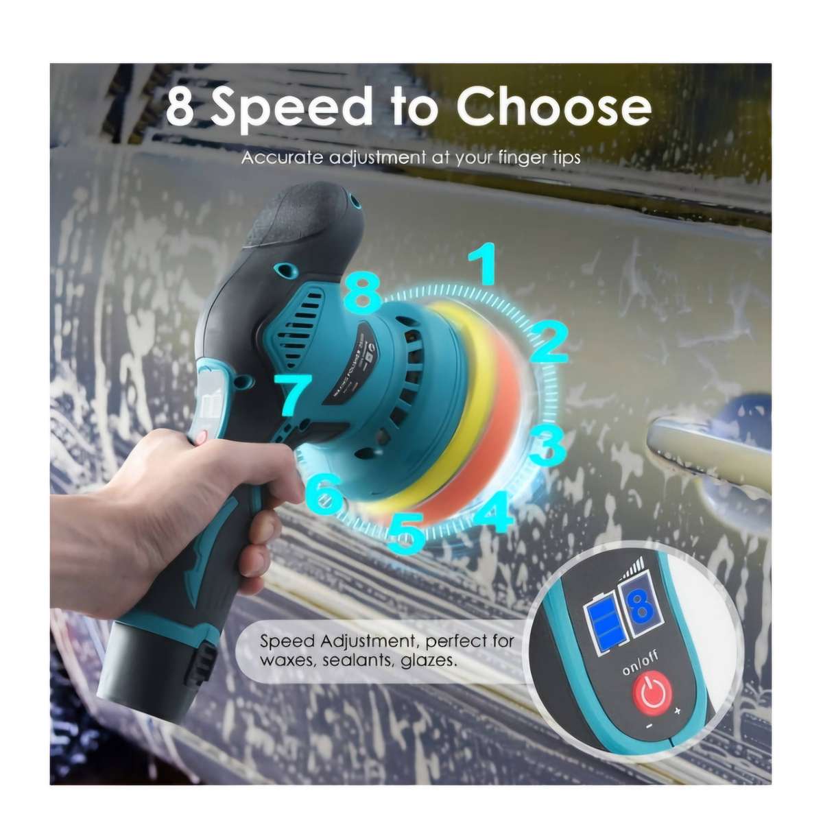12V Electric Car Polisher Machine with Polishing Pads