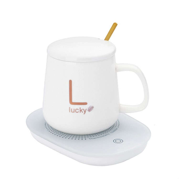 Smart Ceramic Coffee Warming Coaster and Mug Set - WHITE