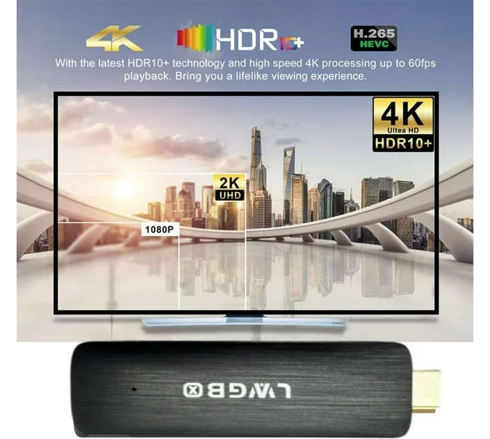 LWGB 4K HD TV STICK Smart Android Box Easy To Use Plug & Play android Remote Controller (Black)