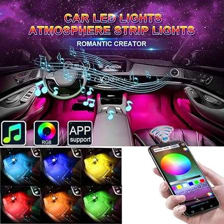 Car interior lights Atmosphere Bluetooth ambient lamp 64 colors (12v Cigarette Lighter Plug)