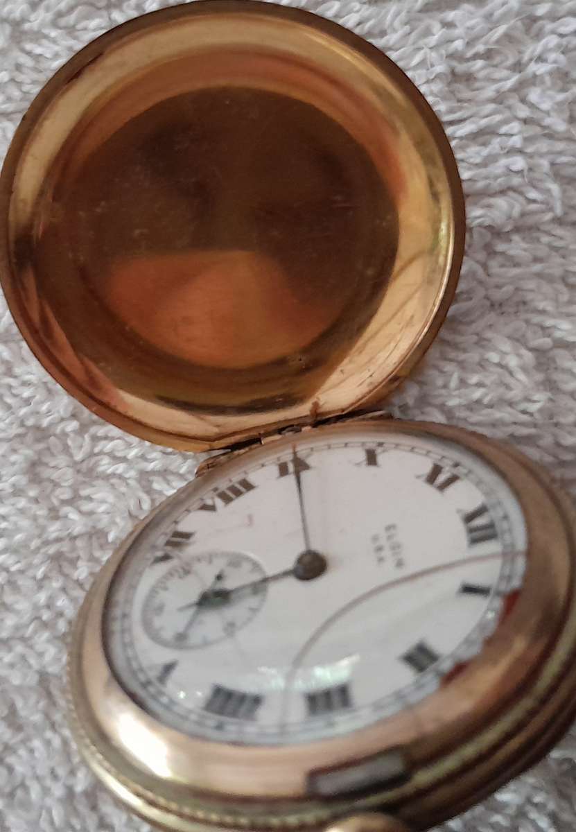 Elgin 1918 full hunter gold plated pocket watch