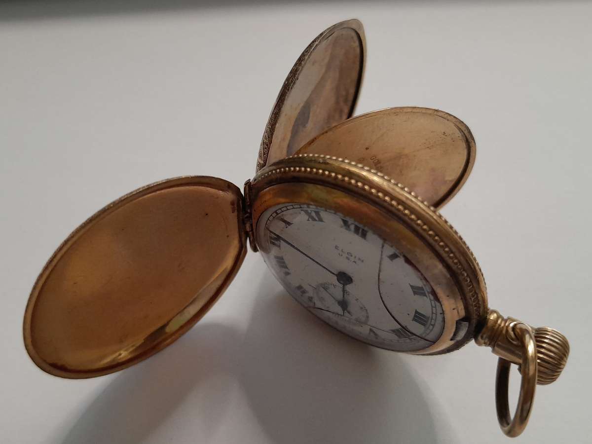 Elgin 1918 full hunter gold plated pocket watch