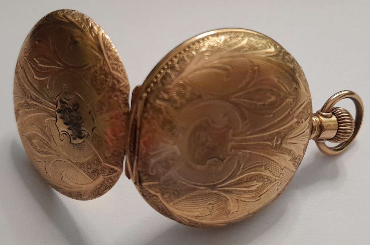 Elgin 1918 full hunter gold plated pocket watch