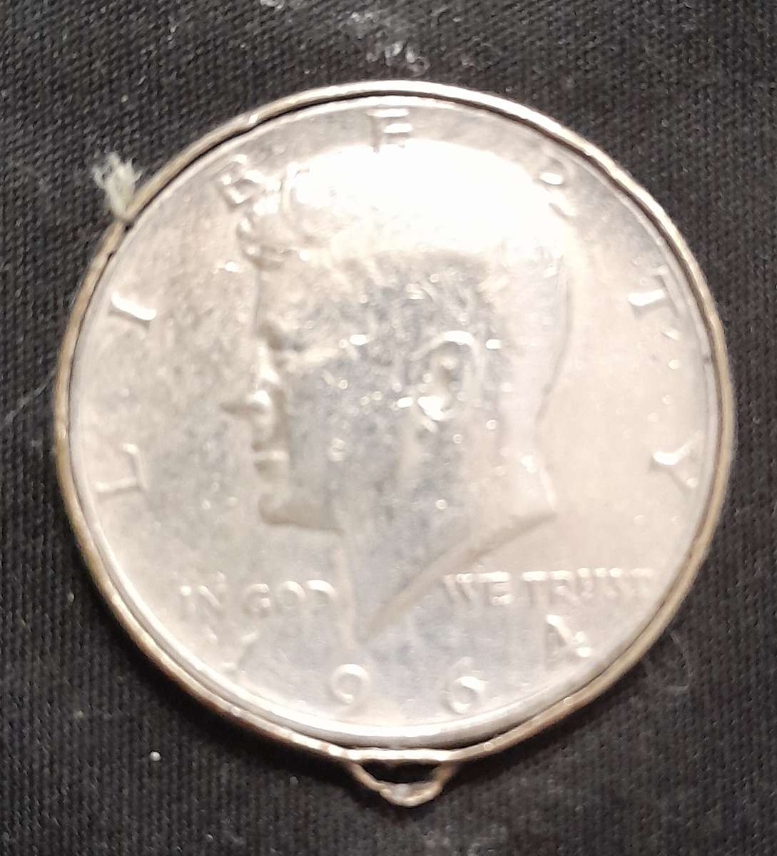 1964 Kennedy Silver Half Dollar in pendant setting