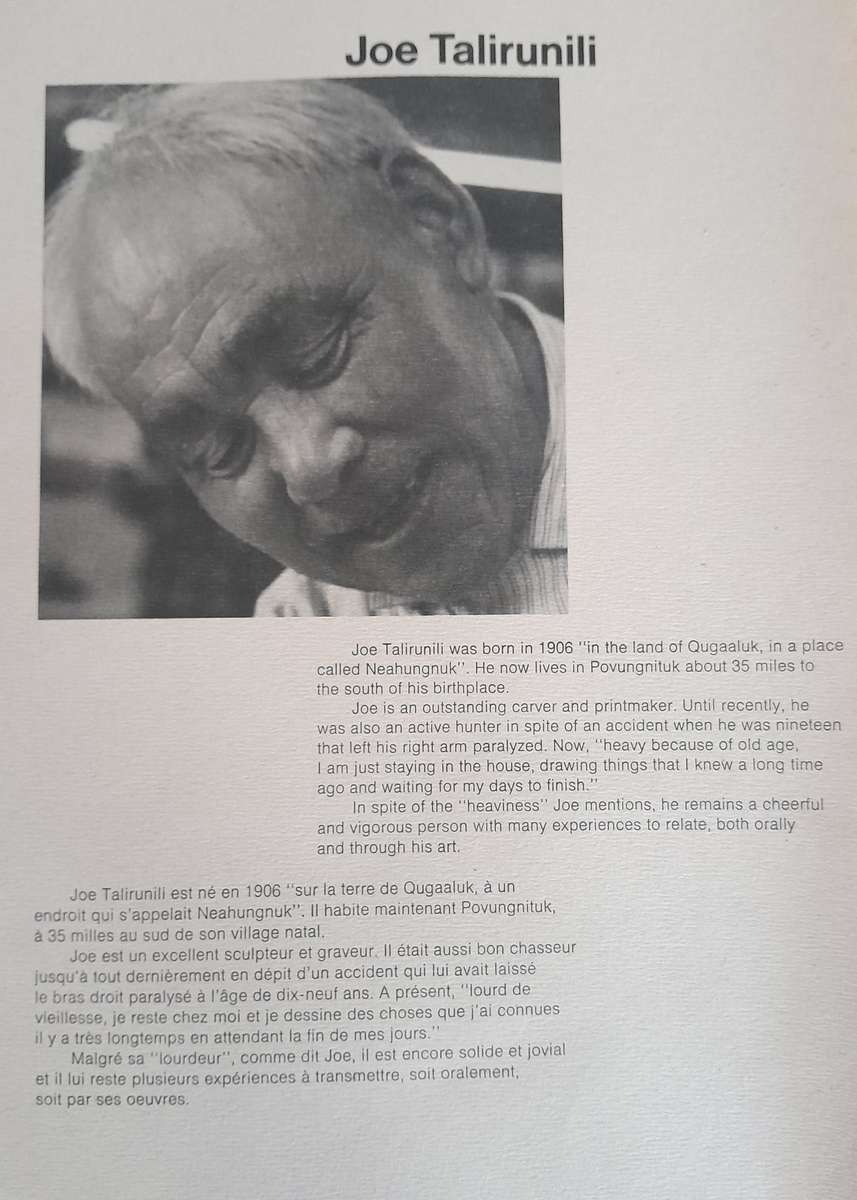 Joe Talirunili Inuit printmaker set of four