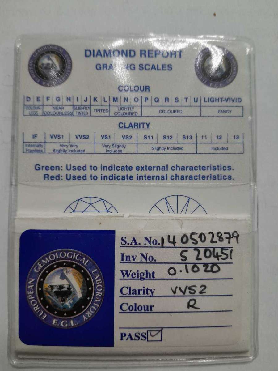 Brilliant cut 0.1020 carat vvs2