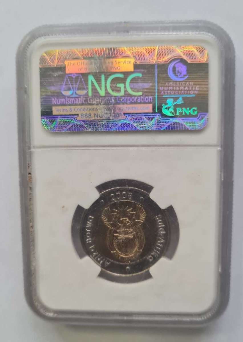 2008 South Africa R5 - Nelson Mandela - 90th Birthday!!  NGC MS66