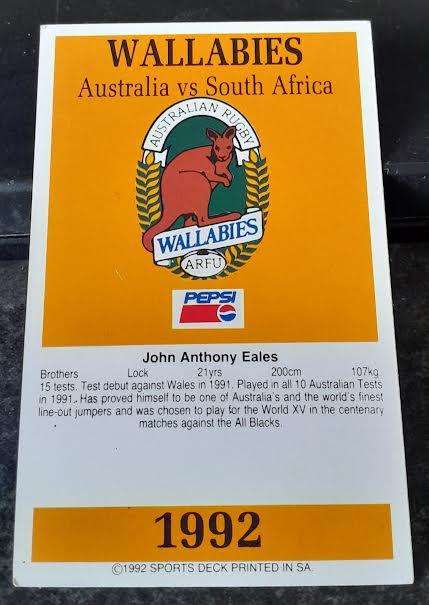Sports Deck Rugby Card John Eales