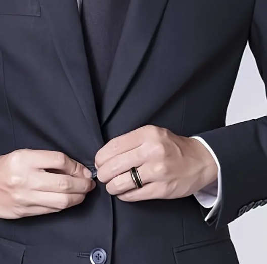 Tungsten Carbide carbon fiber Inlay Men's Ring Size T