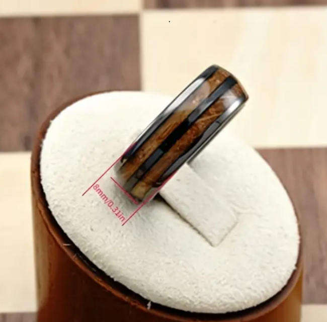 Titanium Wood Inlay Men's Ring Size 12
