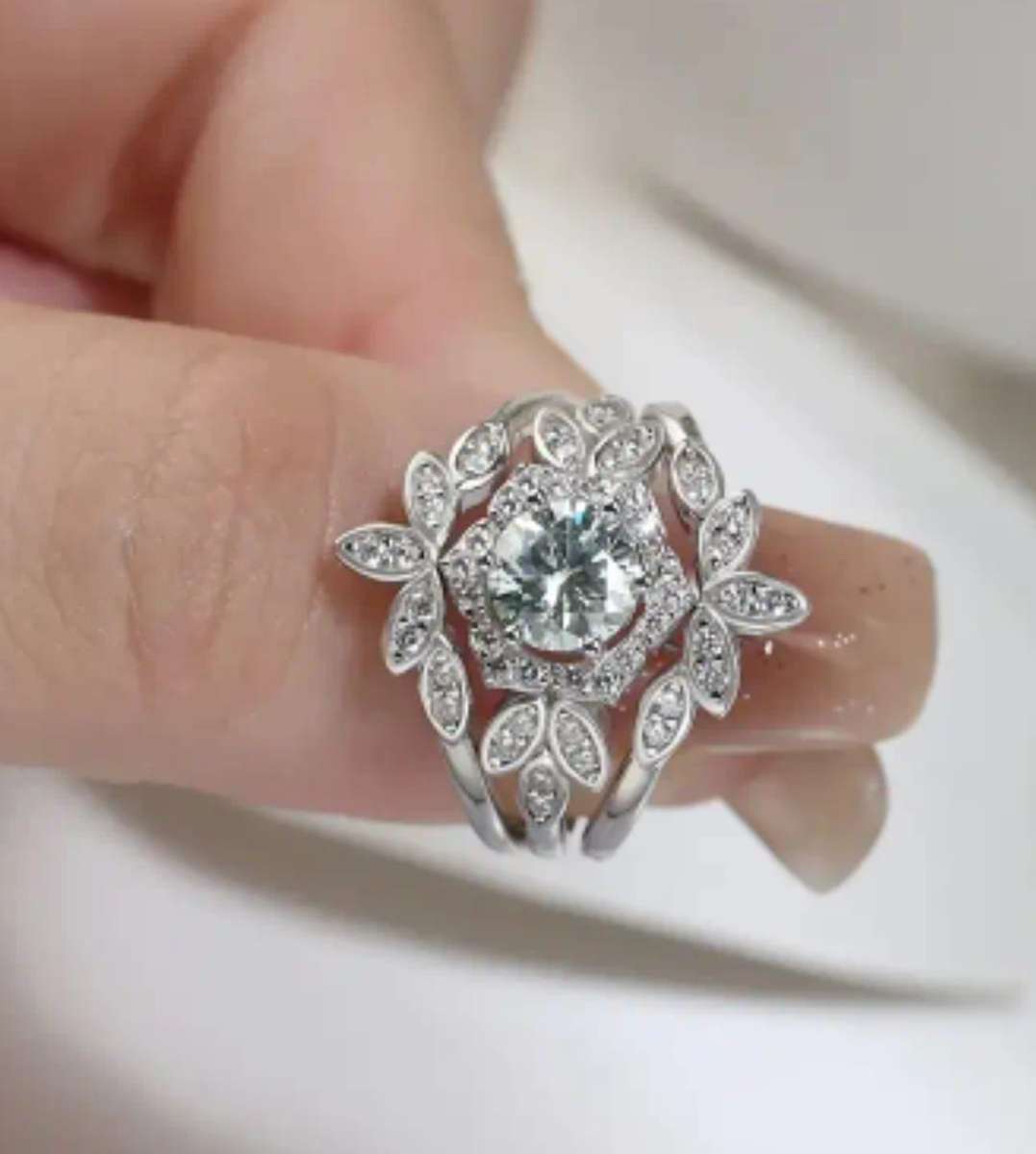 Genuine 1ct Moissanite Sterling Silver Wedding Ring Set Size R