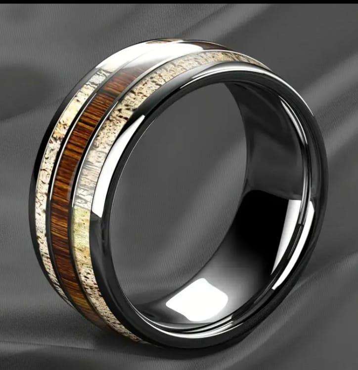 Titanium Wood  And Ivory Ring Size 12
