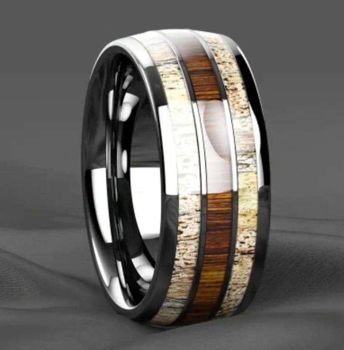 Titanium Wood  And Ivory Ring Size 12