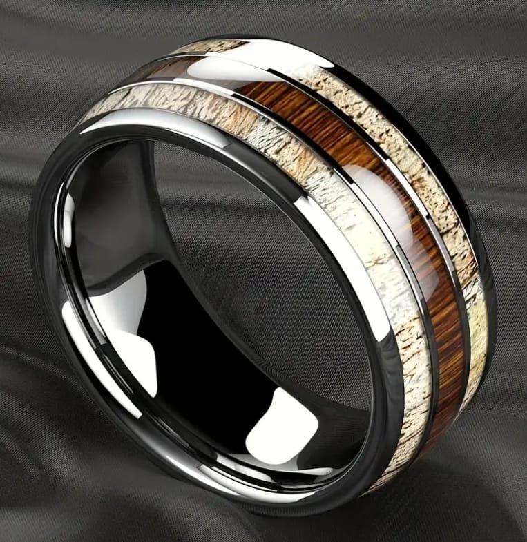 Titanium Wood  And Ivory Ring Size 12