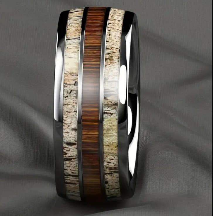 Titanium Wood  And Ivory Ring Size 12