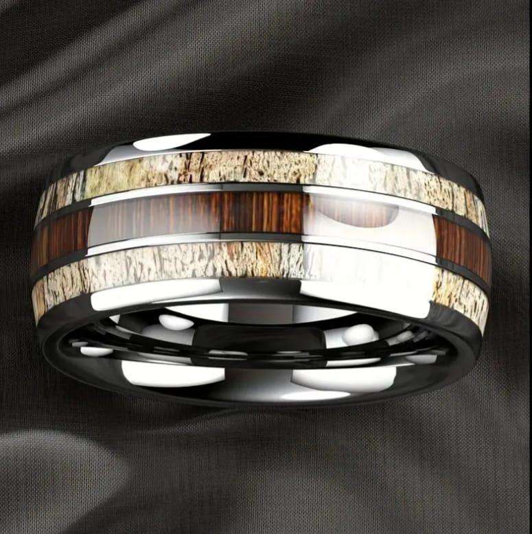 Titanium Wood  And Ivory Ring Size 12