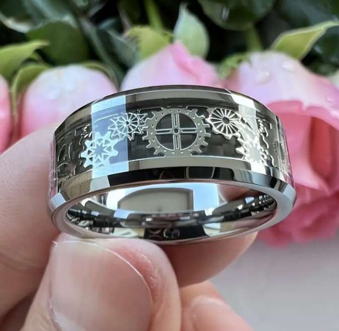 Titanium Steampunk Gears Men's Ring ( Available in Size R , T , V , X , Z)