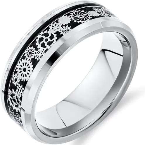 Titanium Steampunk Gears Men's Ring ( Available in Size R , T , V , X , Z)