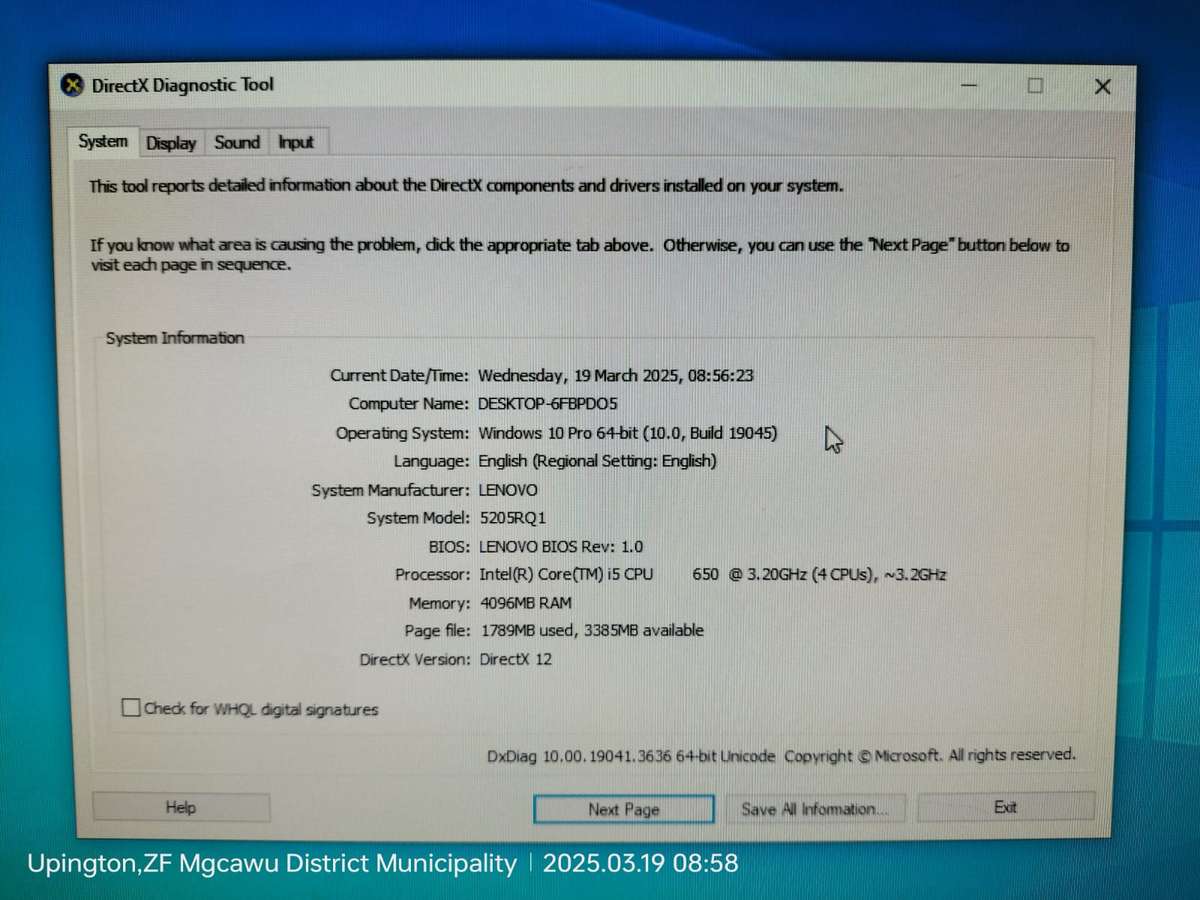 i5 LENOVO 24INCH ALL IN ONE PC 4GB RAM/W10/OFFICE
