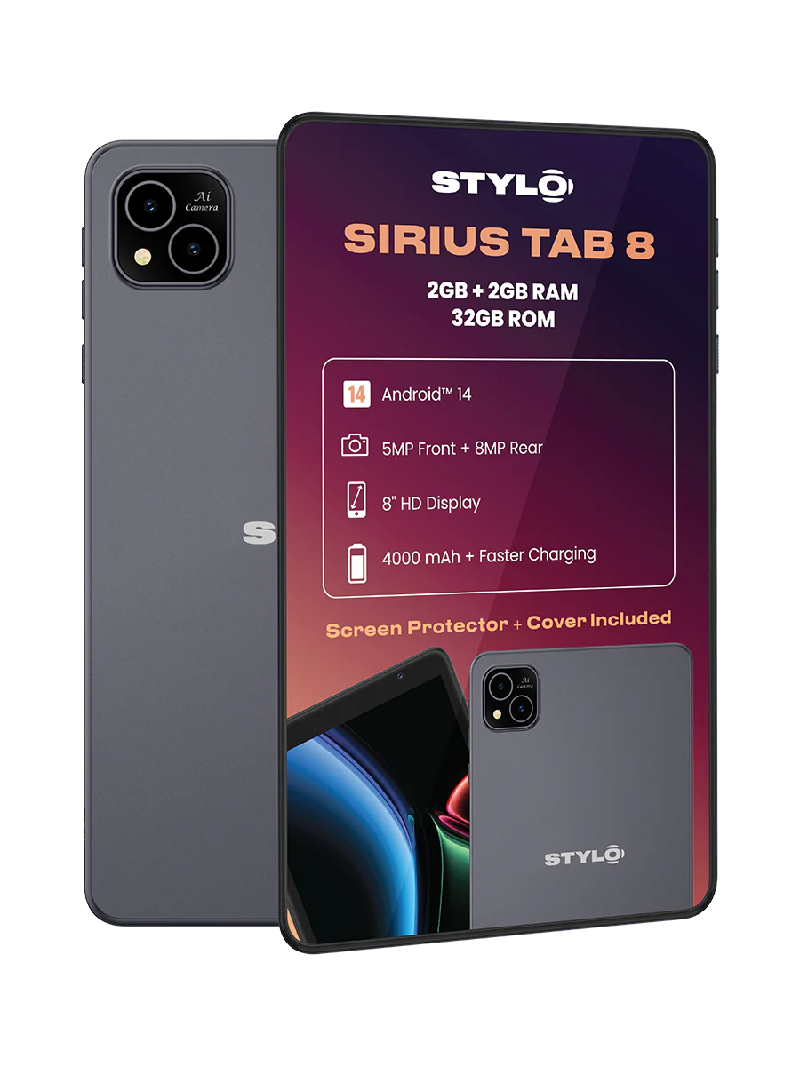 Stylo Sirius Tab 8" Cellular Tablet  4GB RAM, 32GB Storage, Dual SIM, 8MP Camera, 4000mAh Battery