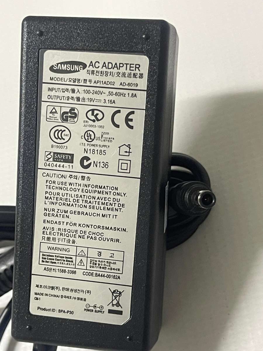 Samsung Laptop Charger 19V 3.16A (5.0mm Pin) 60W