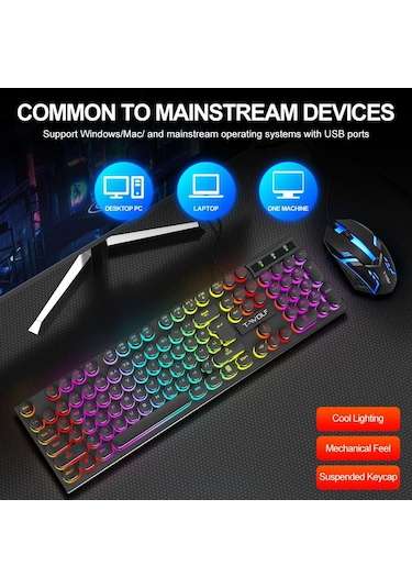 T-WOLF TF270 Colourful Backlit Keyboard and Mouse Combo