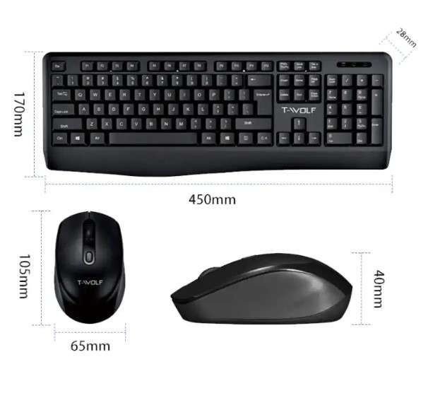 T-Wolf Wireless Keyboard and Mouse Combo TF-100