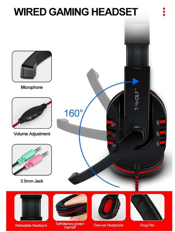 T-WOLF TF800 4 IN 1 Gaming Combo With RGB ( Wired Keyboard + Mouse + Mouse Pad + Stereo Headphones)