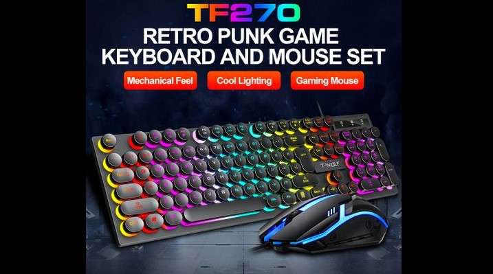 T-WOLF TF270 Colourful Backlit Keyboard and Mouse Combo