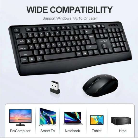 T-Wolf Wireless Keyboard and Mouse Combo TF-100