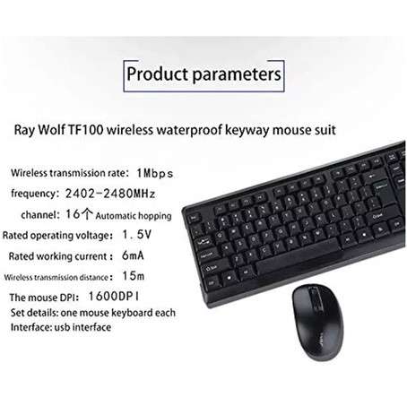 T-Wolf Wireless Keyboard and Mouse Combo TF-100