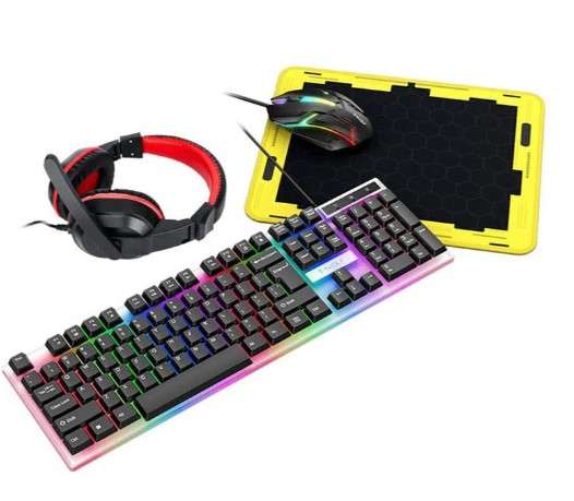 T-WOLF TF240 4 IN 1 Gaming Combo With RGB ( Wired Keyboard + Mouse + Mouse Pad + Stereo Headphones)