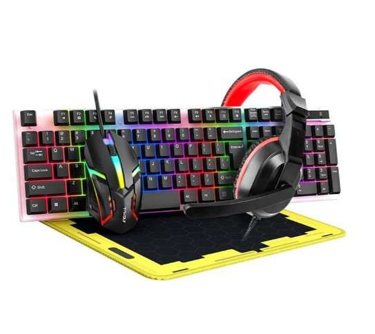 T-WOLF TF240 4 IN 1 Gaming Combo With RGB ( Wired Keyboard + Mouse + Mouse Pad + Stereo Headphones)