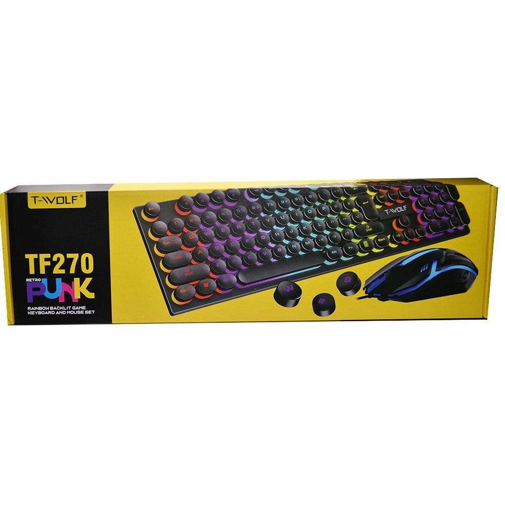T-WOLF TF270 Colourful Backlit Keyboard and Mouse Combo