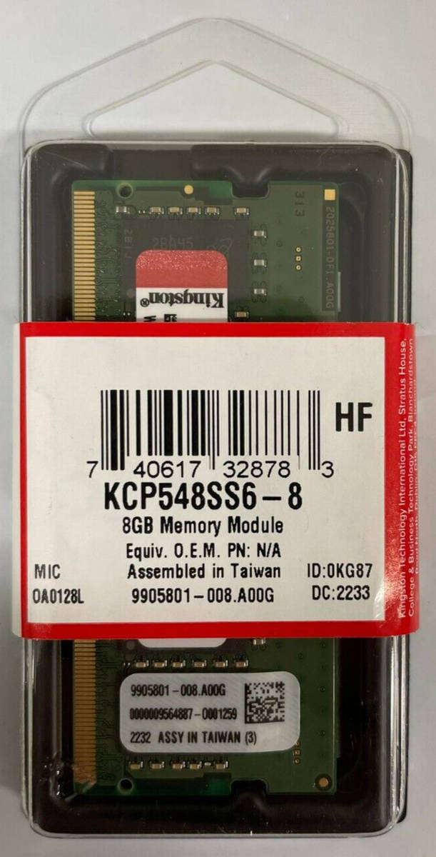 KINGSTON LAPTOP RAM DDR5 8GB SODIMM 4800MHz - KCP548SS6-8