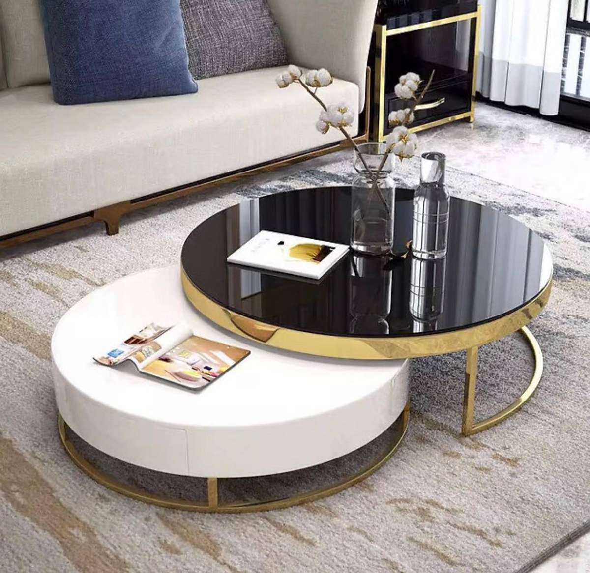 Prestige Home Zyric Coffee Table - Modern Circular Design with Gold Frame
