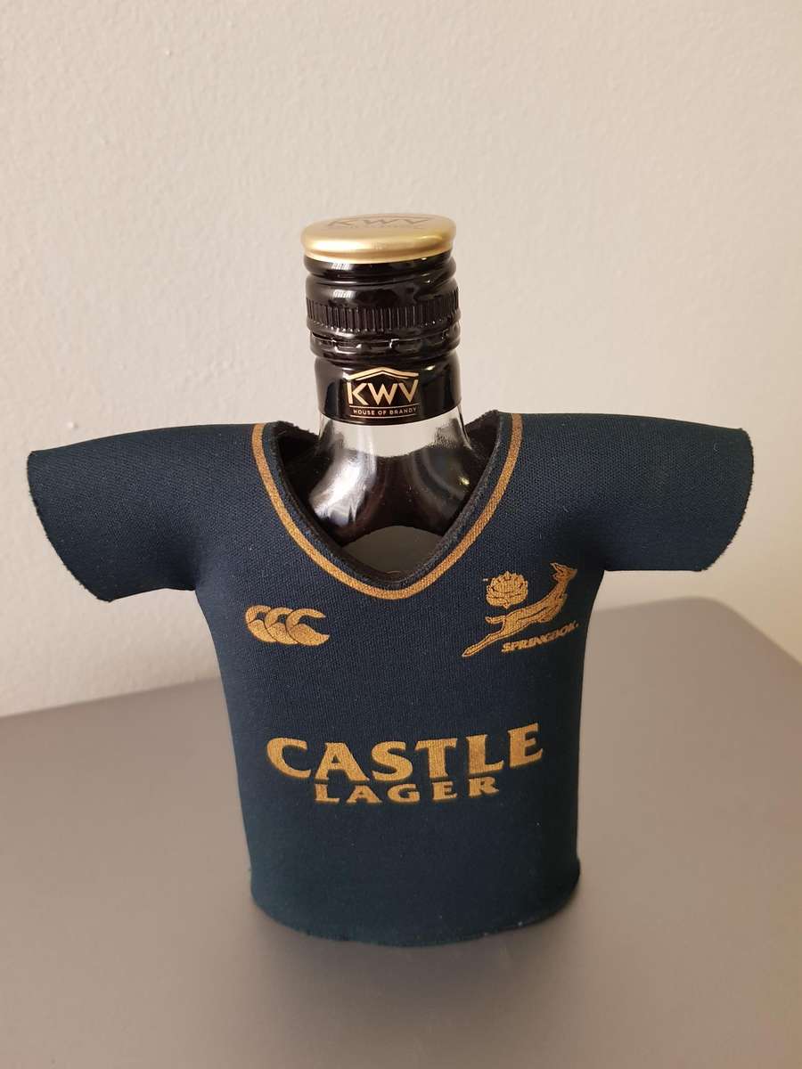 SPRINGBOK "JERSEY" COVER FOR 200ml FLAT BOTTLE