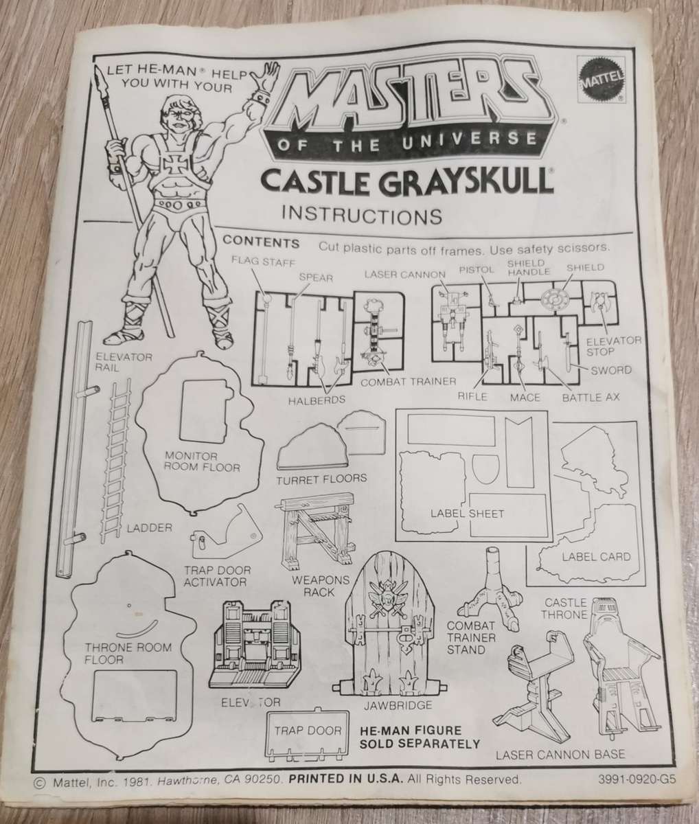 RARE & COLLECTABLE MASTERS OF THE UNIVERSE CASTLE GRAYSKULL MOTU MATTEL FROM 1986.