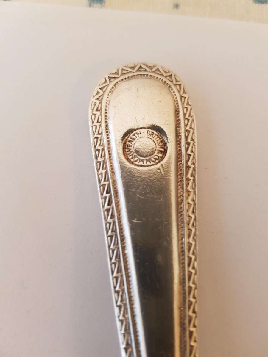GENUINE BRITISH COMMONWEALTH SHIPPING ELKINGTON SILVER PLATED TABLESPOON FROM BURMINGHAM, ENGLAND.