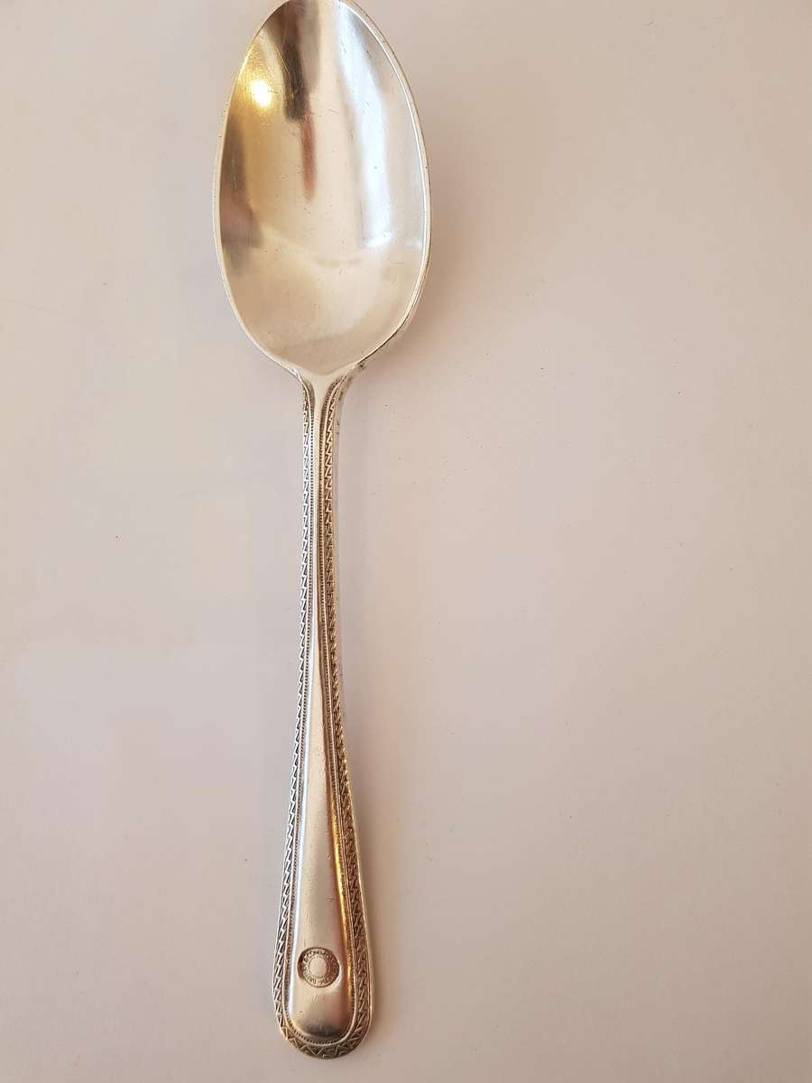 GENUINE BRITISH COMMONWEALTH SHIPPING ELKINGTON SILVER PLATED TABLESPOON FROM BURMINGHAM, ENGLAND.