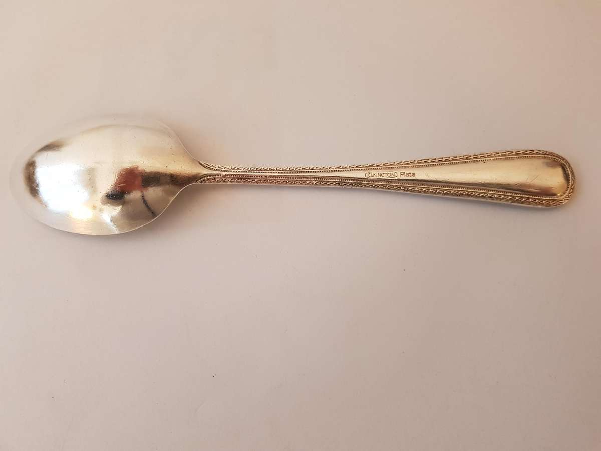 GENUINE BRITISH COMMONWEALTH SHIPPING ELKINGTON SILVER PLATED TABLESPOON FROM BURMINGHAM, ENGLAND.