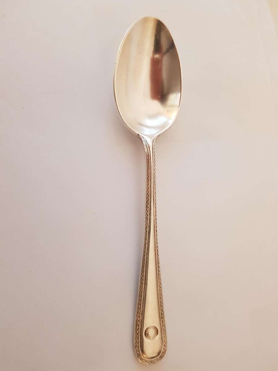 GENUINE BRITISH COMMONWEALTH SHIPPING ELKINGTON SILVER PLATED TABLESPOON FROM BURMINGHAM, ENGLAND.