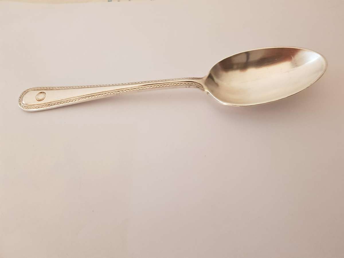 GENUINE BRITISH COMMONWEALTH SHIPPING ELKINGTON SILVER PLATED TABLESPOON FROM BURMINGHAM, ENGLAND.